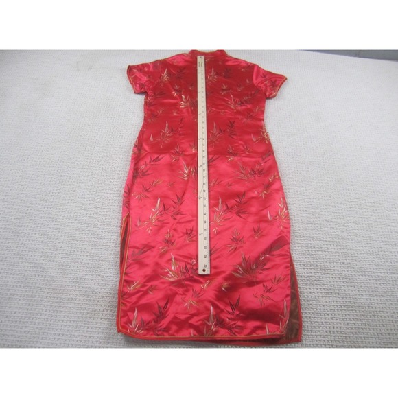 Star Dress Womens 38 Red Gold Bamboo Cheongsam Qipao Chinese‎ Traditional Short - Picture 6 of 9